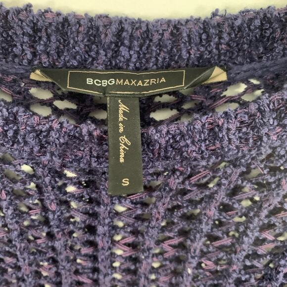 BCBGMaxAzria Purple Open Knit Crochet Sweater Vest T Shirt Small - Picture 3 of 10